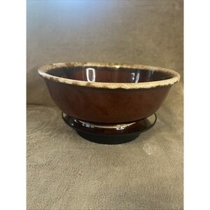 Vintage Hull Brown Drip Glaze Bowl Oven Proof Pottery 10"  Serving Bowl.